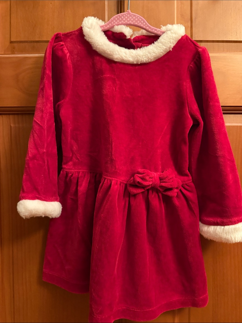 Gymboree Red Velvet Dress with White Faux-Fur Trim